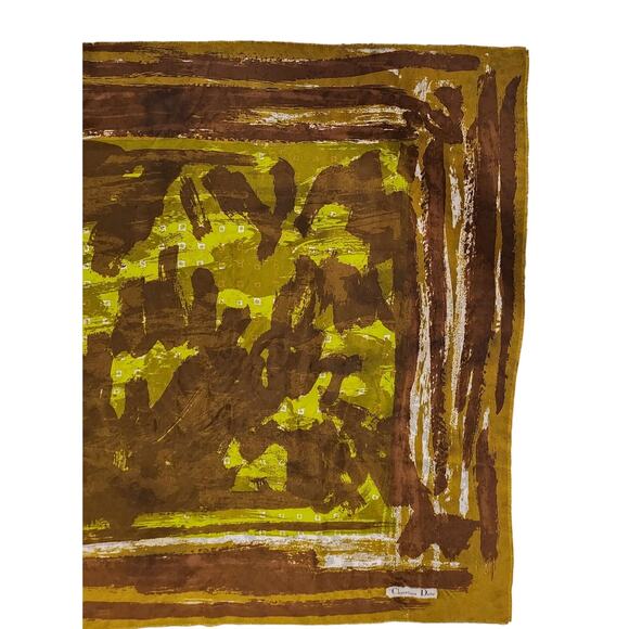 CHRISTIAN DIOR Silk Scarf Timeless Abstract Shades of Green Vintage Retro Glam - Picture 4 of 8